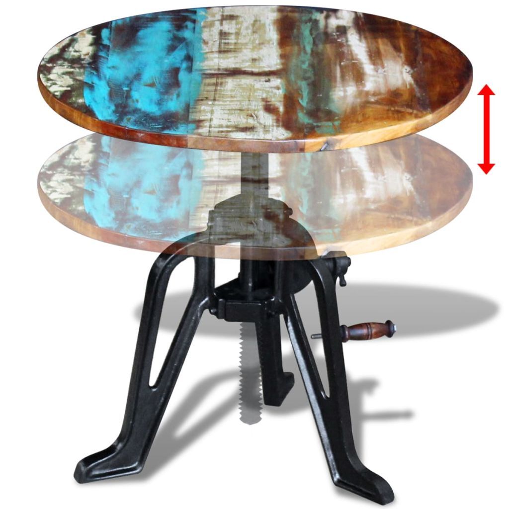 "Astrid" Solid Reclaimed Wood Corner Table Adjustable Height