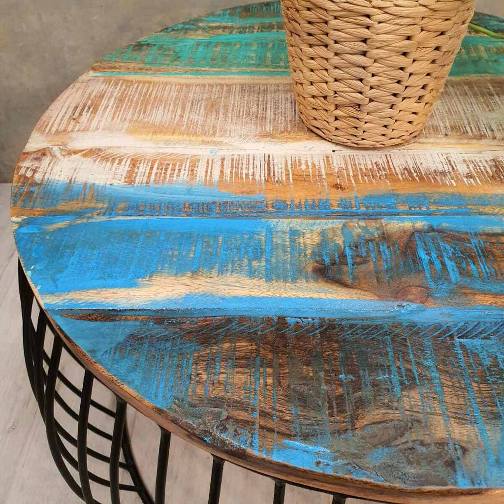 "Dobson" Coffee Table Solid Reclaimed Mango Wood 60cm Diameter