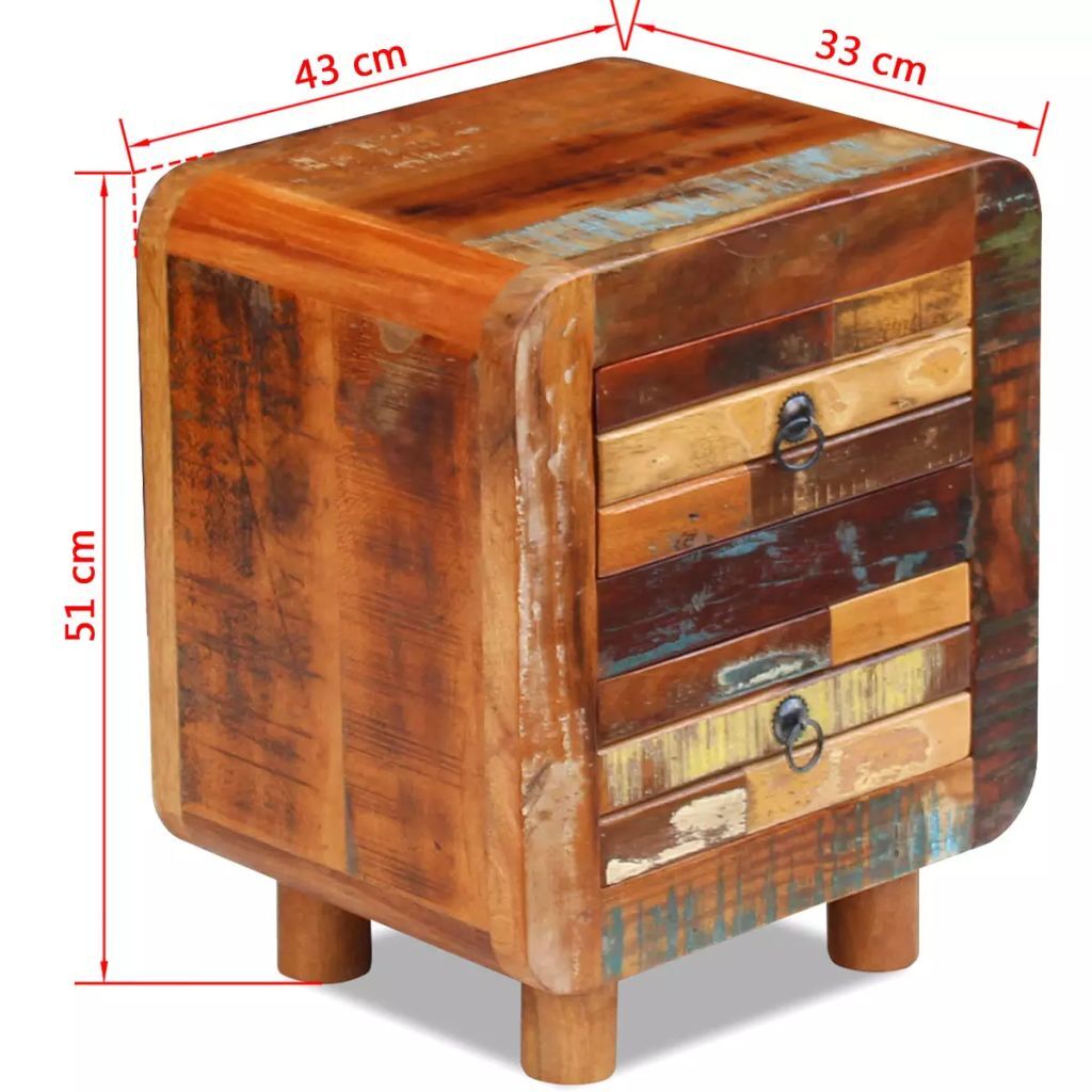 "Pearson" Solid Reclaimed Wood Bedside Table Nightstand