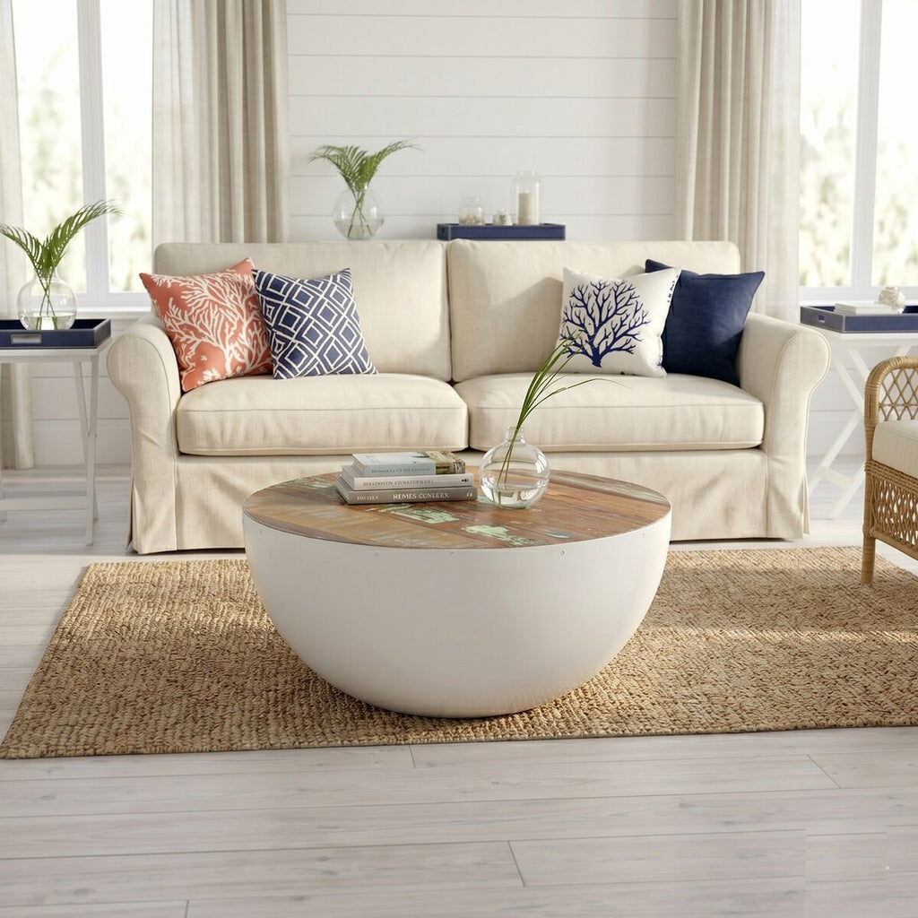 "Park" Solid Reclaimed Wood Round Coffee Table 60 cm Diameter