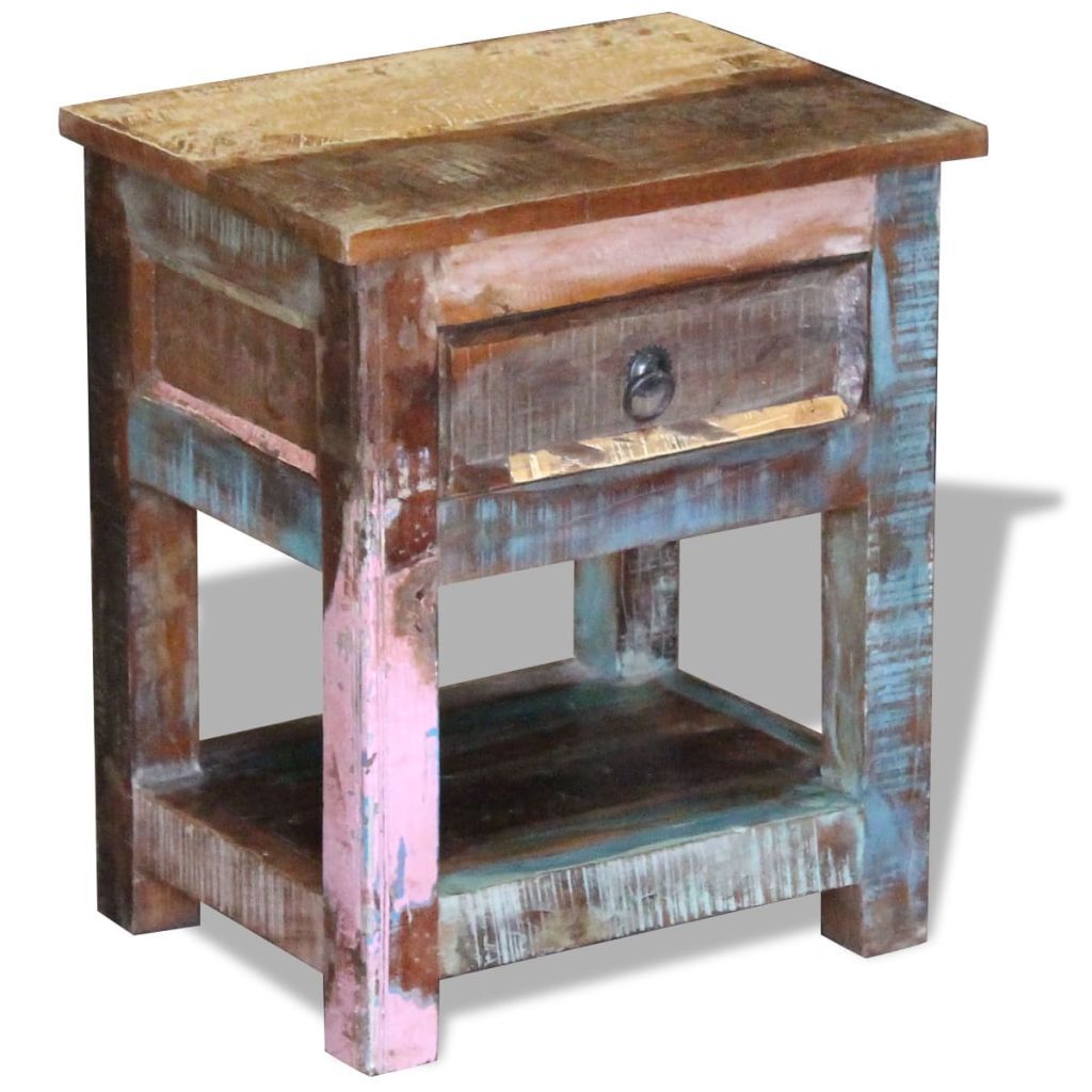 Solid Reclaimed Wood Bed Side/End Table 43x33x51 cm