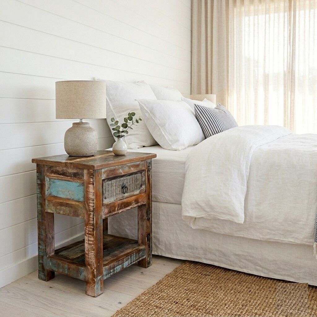 Solid Reclaimed Wood Bed Side/End Table 43x33x51 cm