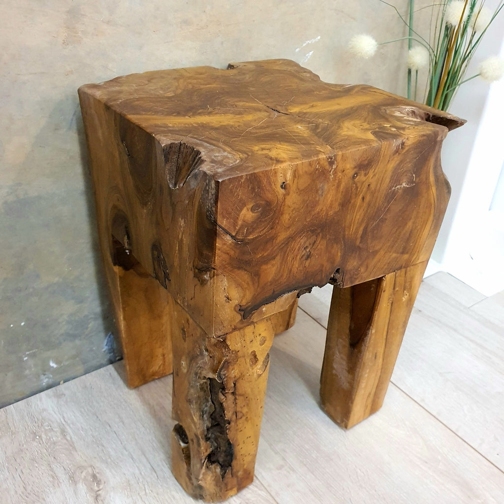"Adam" Stool/Plant Stand/Side Table 30cm Solid Teak Wood