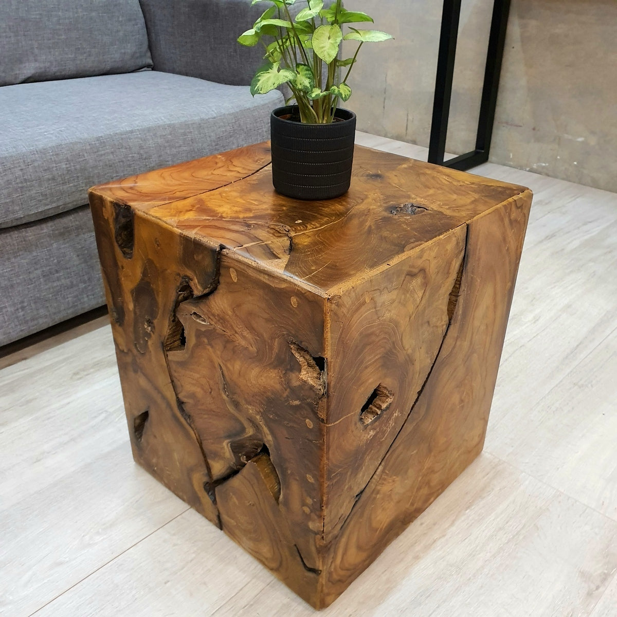 "Harris" Side Table Inlayed Solid Teak Wood 40cm