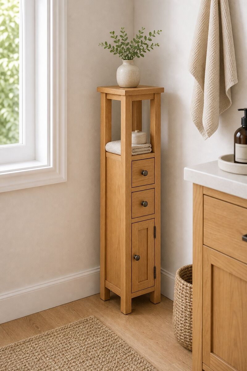 "Cypress" Solid Oak Wood Corner Stand