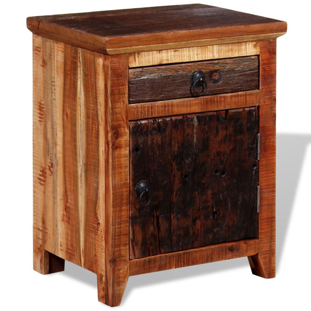 "Bernadette" Solid Acacia Reclaimed Wood Bedside Table
