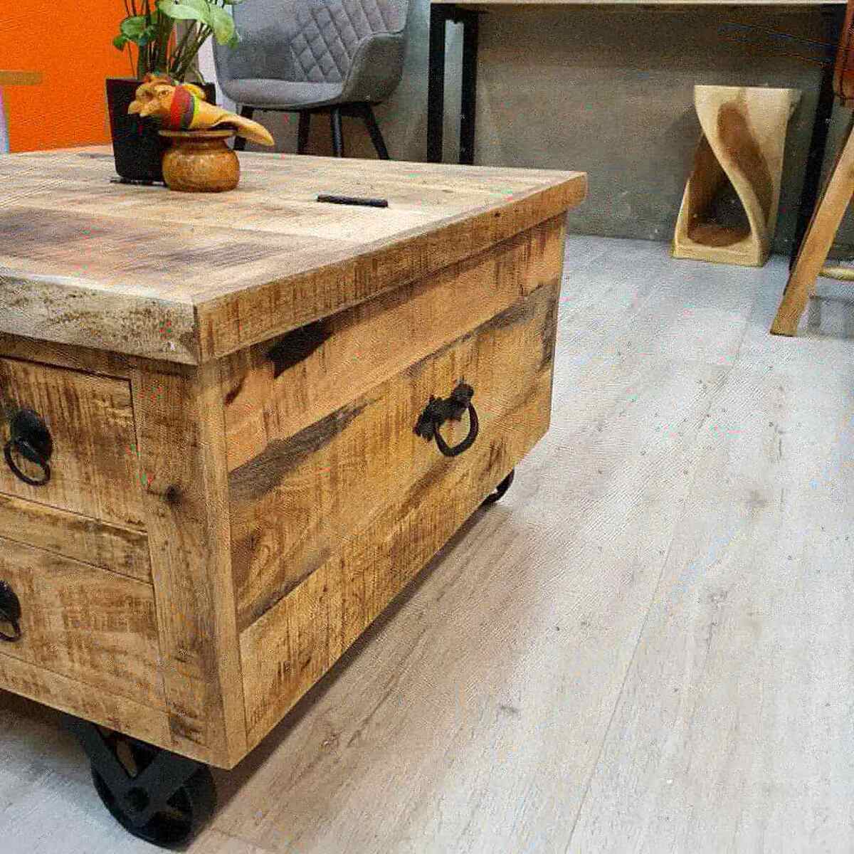 "Talkook" Mango Wood Coffee Table Rough Finish 70 cm