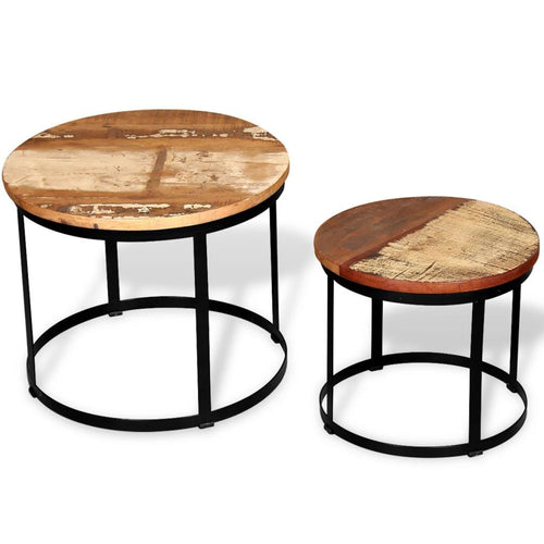 "Bingara" Set of 2 Round Coffee Tables Solid Reclaimed Wood