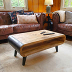 "Oxley" Wooden Coffee Table 90cm Rough Finish Mango Wood