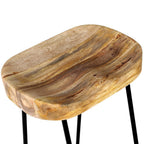 2x "Hermes" Bar Stools Ergonomic Design Carved Mango Wood Seating