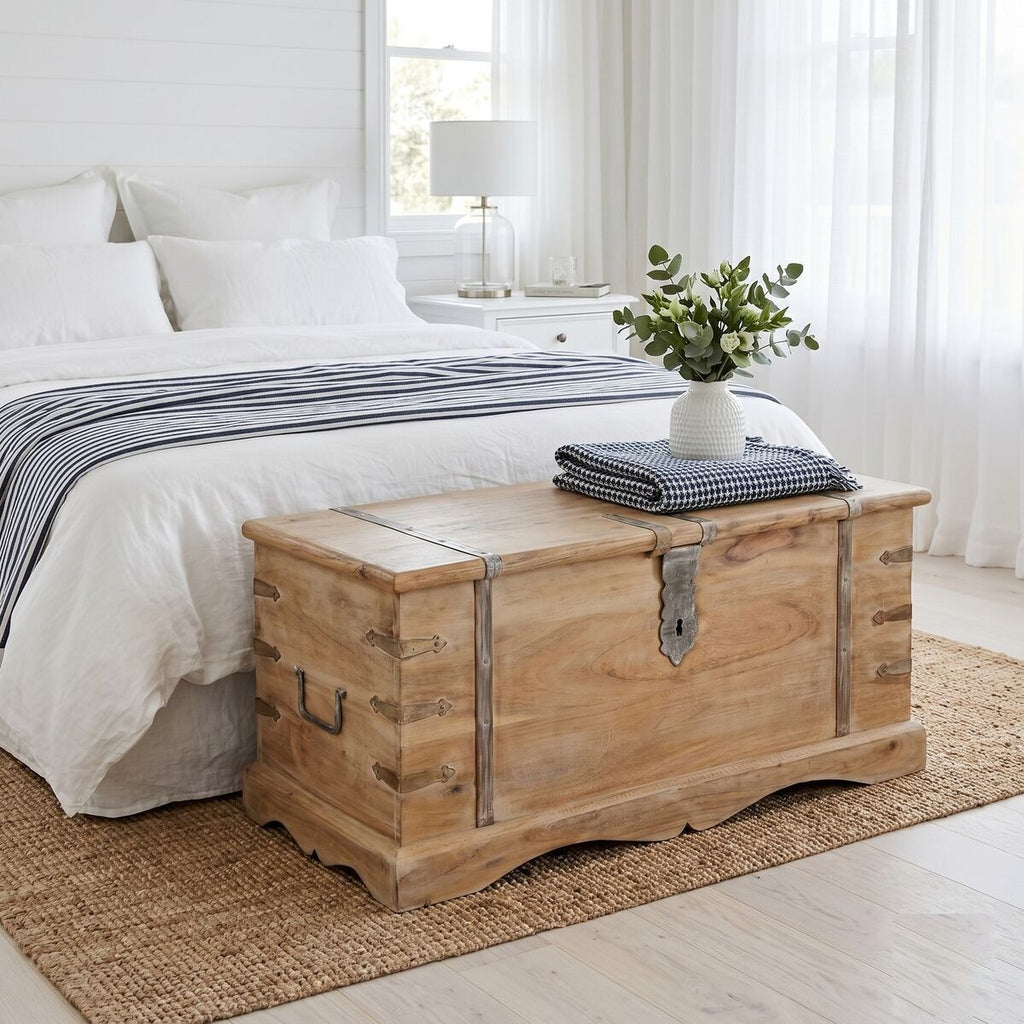 Solid Acacia Wood Storage Chest 90x40x40 cm