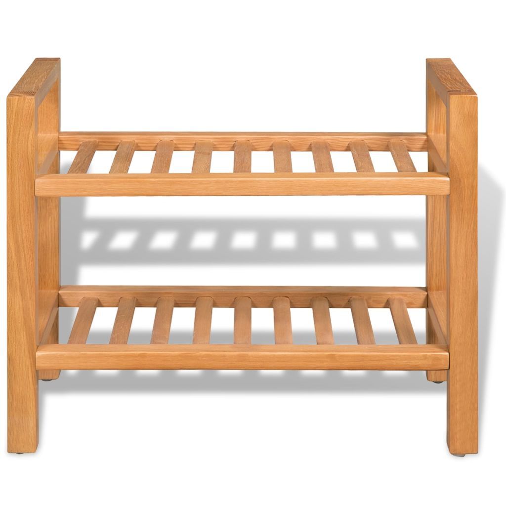 "Hakea" Solid Oak Wood Shoe Rack with 2 Shelves