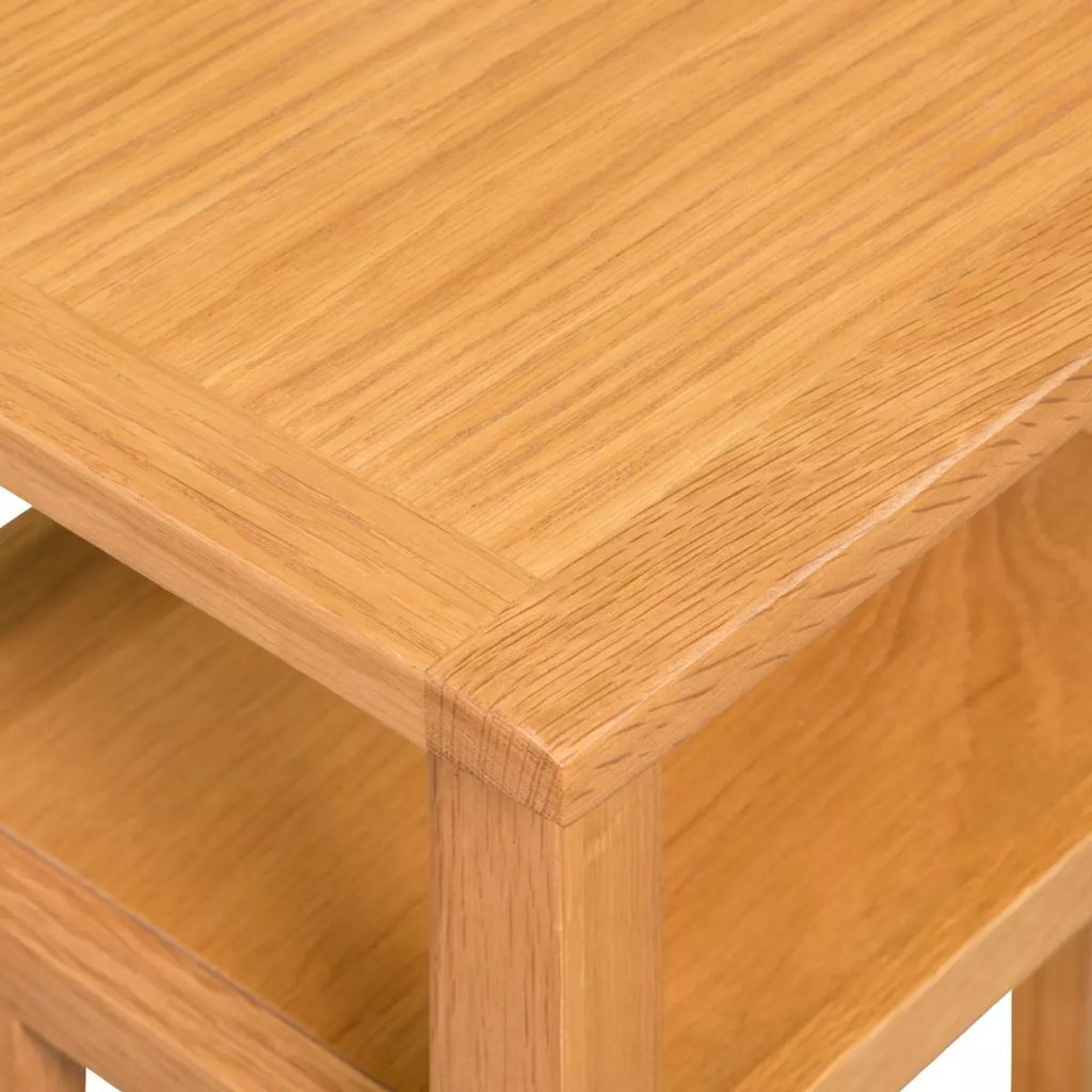 "Ambleside" Solid Oak Wood End Table with Magazine Shelf