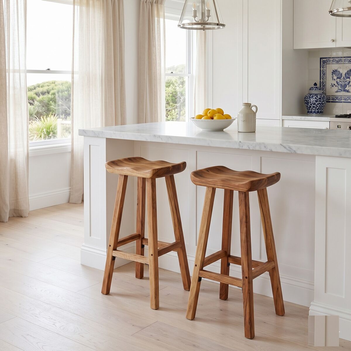 "Birriwa" Bar Stools 2 pcs Solid Acacia Wood