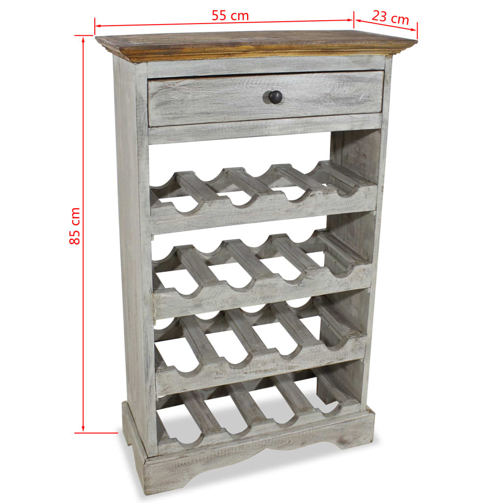 "Boulton" Solid Reclaimed Wine Rack Wood in Washed White Finish