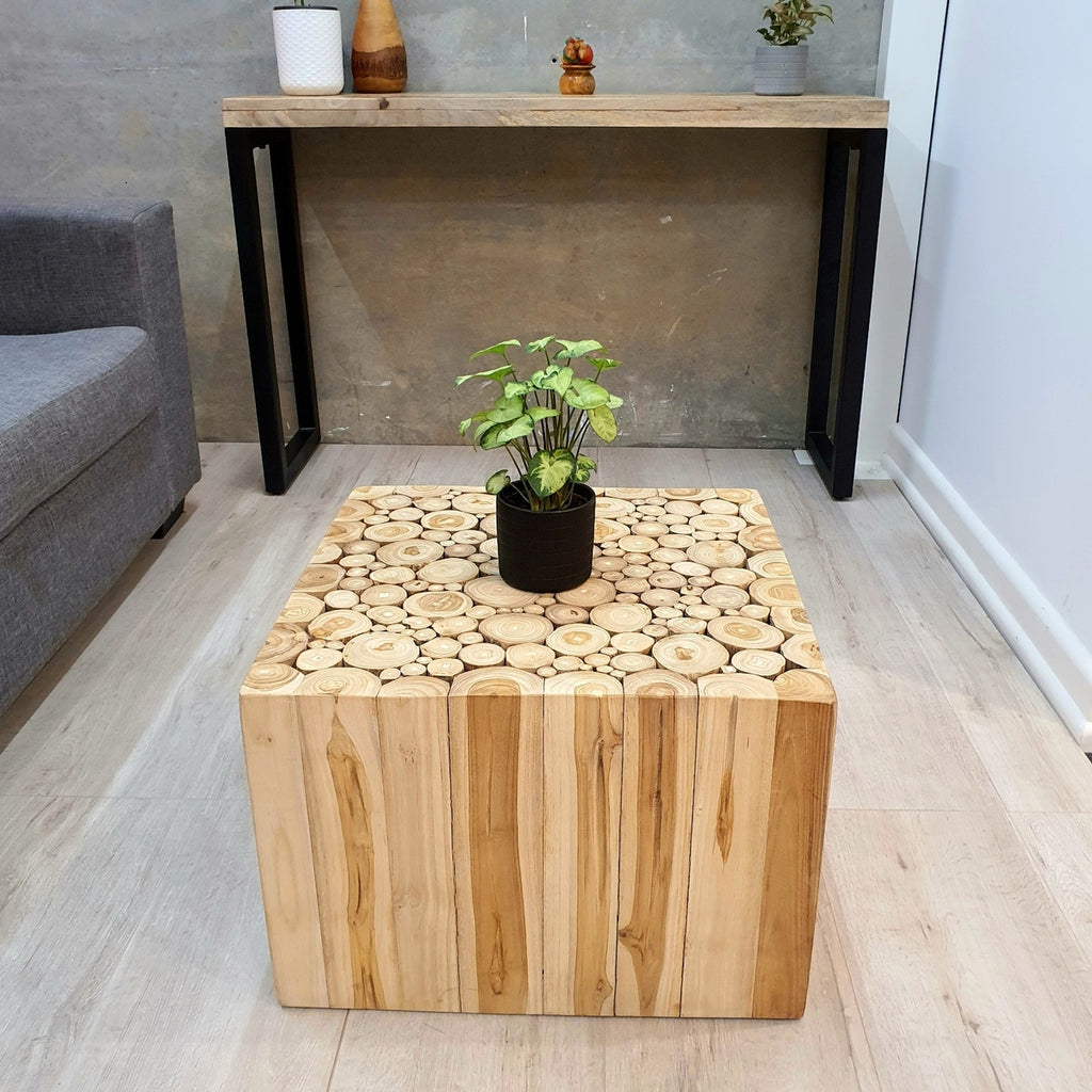 "Tree Stack" Side Table 50x50x35 cm Solid Teak Wood