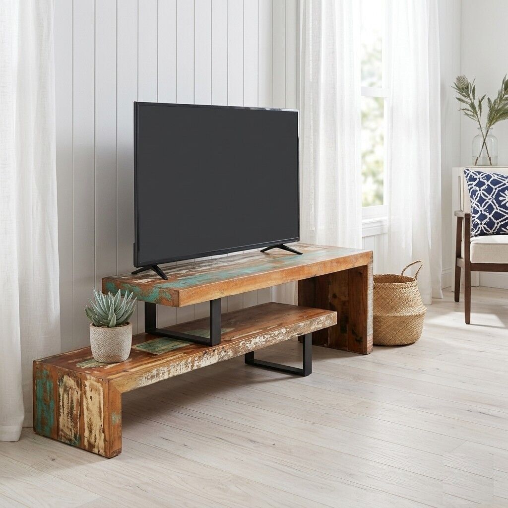 "Victor" Adjustable Length Entertainment Unit in Reclaimed Wood