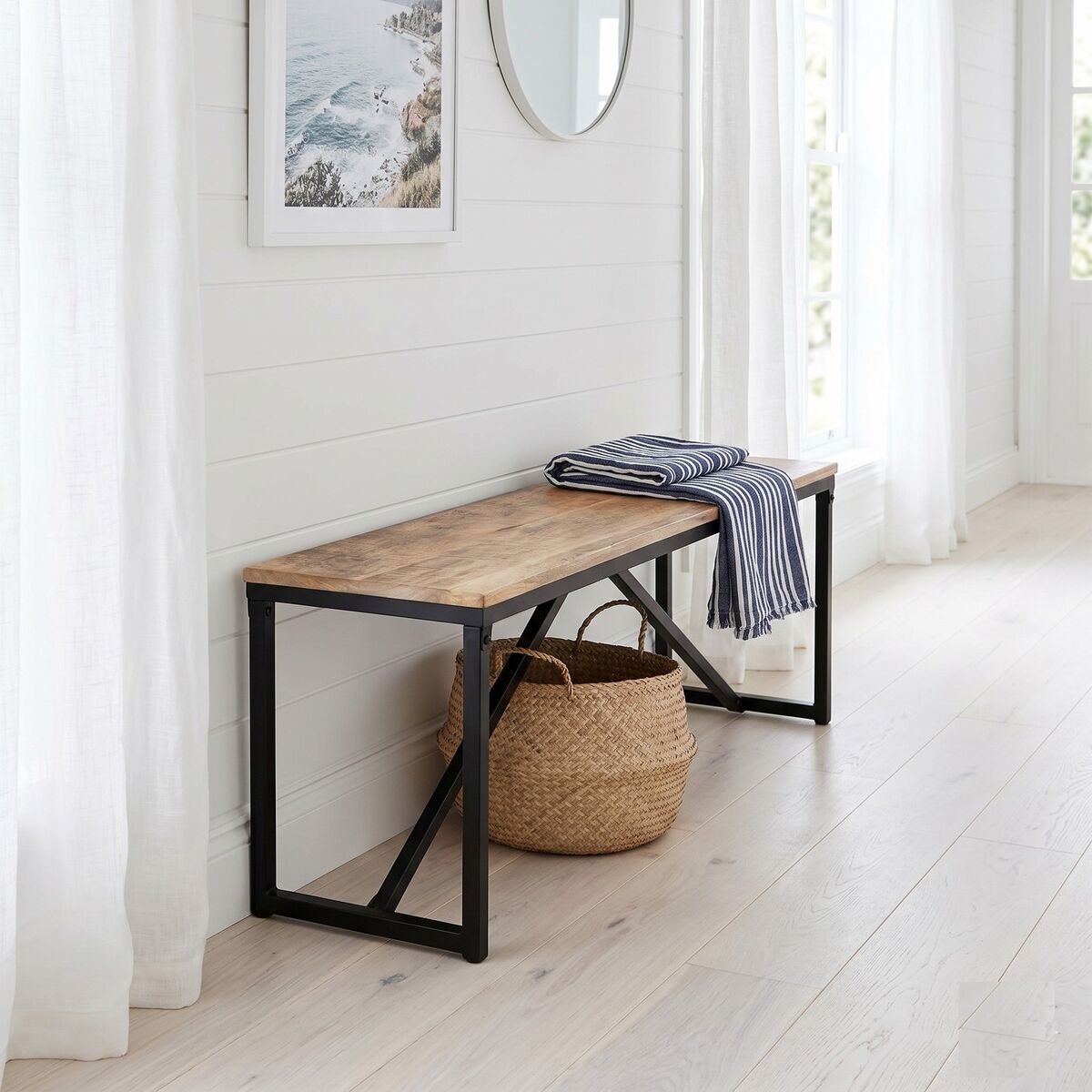"Burbank" Bench Solid Mango Wood 110x35x45 cm