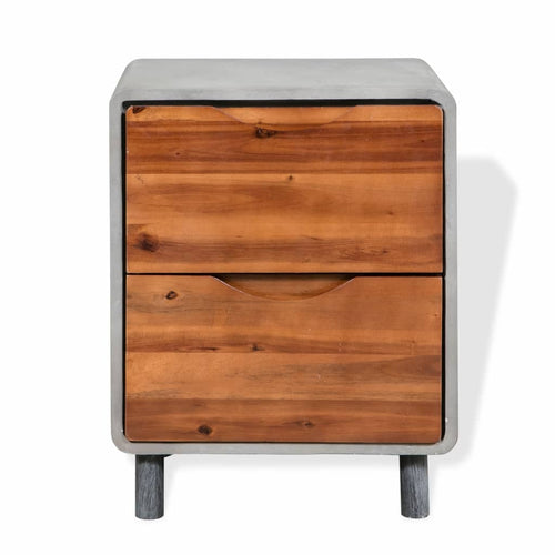 "Burrell" Nightstand Concrete Solid Acacia Wood 40x30x50 cm