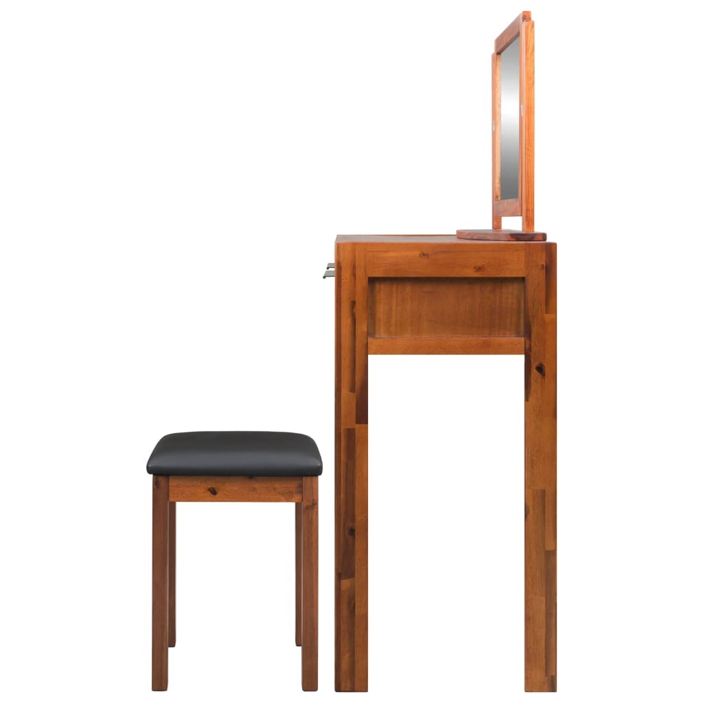 "Candowie" Dressing Table with Stool and Mirror Solid Acacia Wood