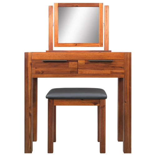 "Candowie" Dressing Table with Stool and Mirror Solid Acacia Wood