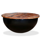 "Canyon" Coffee Table Solid Reclaimed Wood Black Bowl Shape