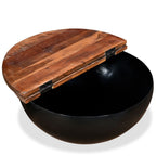 "Canyon" Coffee Table Solid Reclaimed Wood Black Bowl Shape