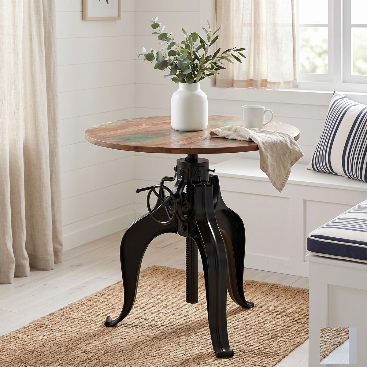 "Priory" Bar Table Solid Reclaimed Wood 75x(76-110) cm