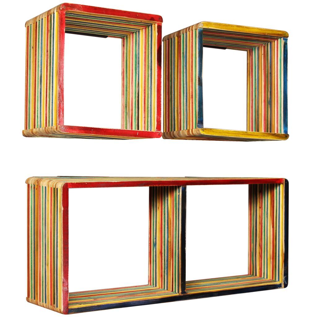 "Century" Wall Shelf Set 3 pcs Multicolour Solid Reclaimed Teak