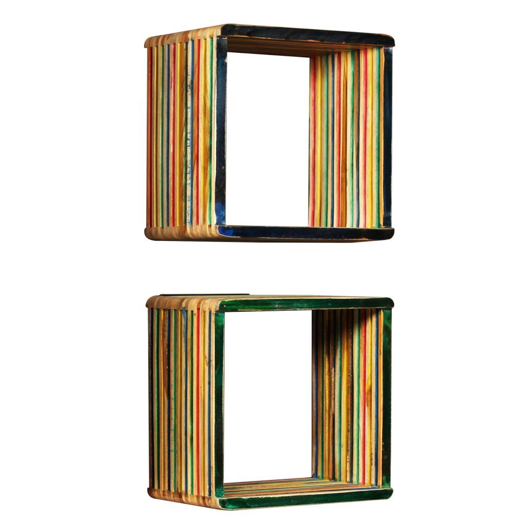 "Century" Wall Shelf Set 3 pcs Multicolour Solid Reclaimed Teak