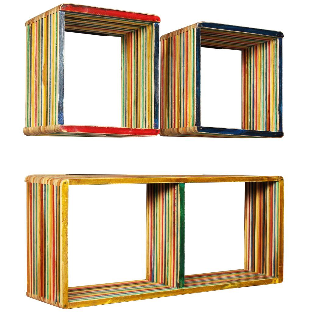 "Century" Wall Shelf Set 3 pcs Multicolour Solid Reclaimed Teak
