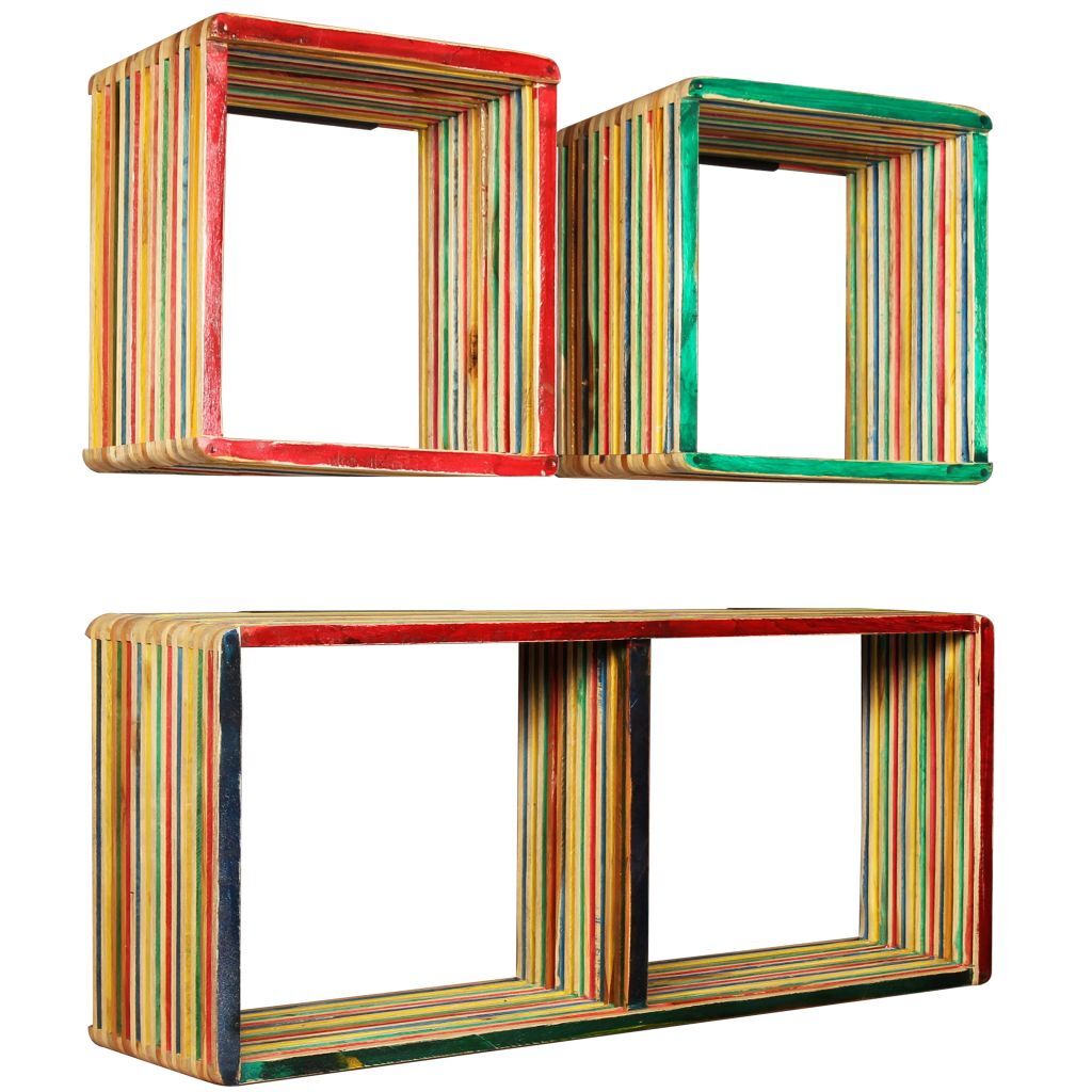 "Century" Wall Shelf Set 3 pcs Multicolour Solid Reclaimed Teak
