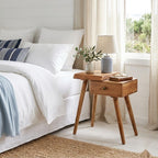 "Priscilla" Bedside Table Solid Acacia Wood 45x32x55 cm