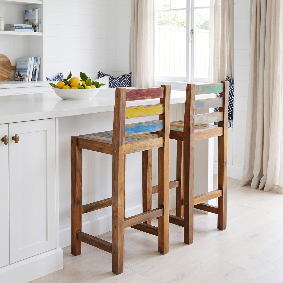 "Claire" Bar Stools 2 pcs Solid Reclaimed Wood