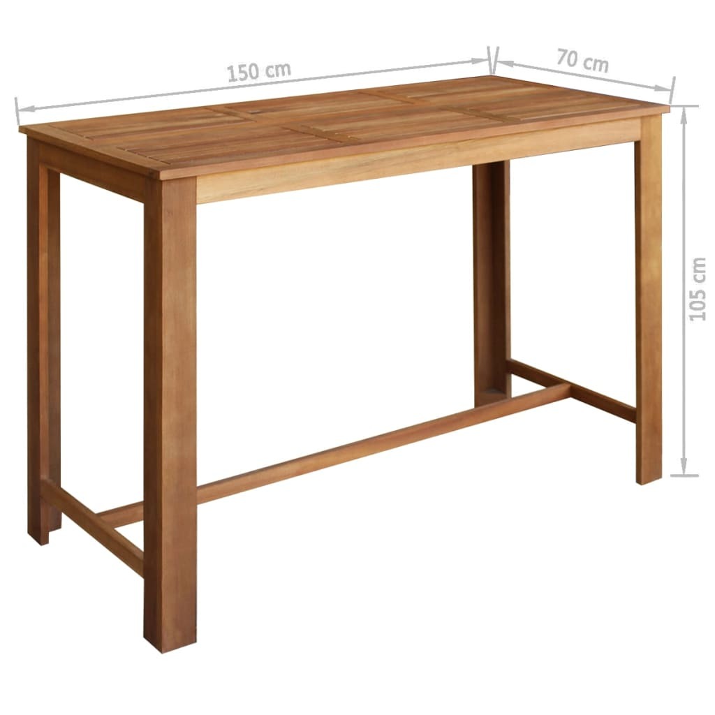 "Country Club" Bar Table and Stool Set 7 Pieces Solid Acacia Wood