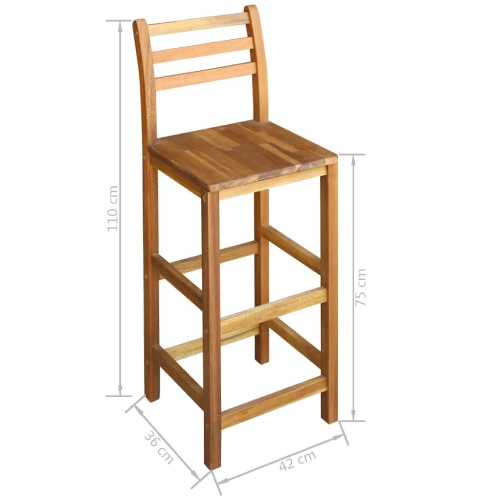 "Craig" Bar Table and Chair Set 7 Pieces Solid Acacia Wood