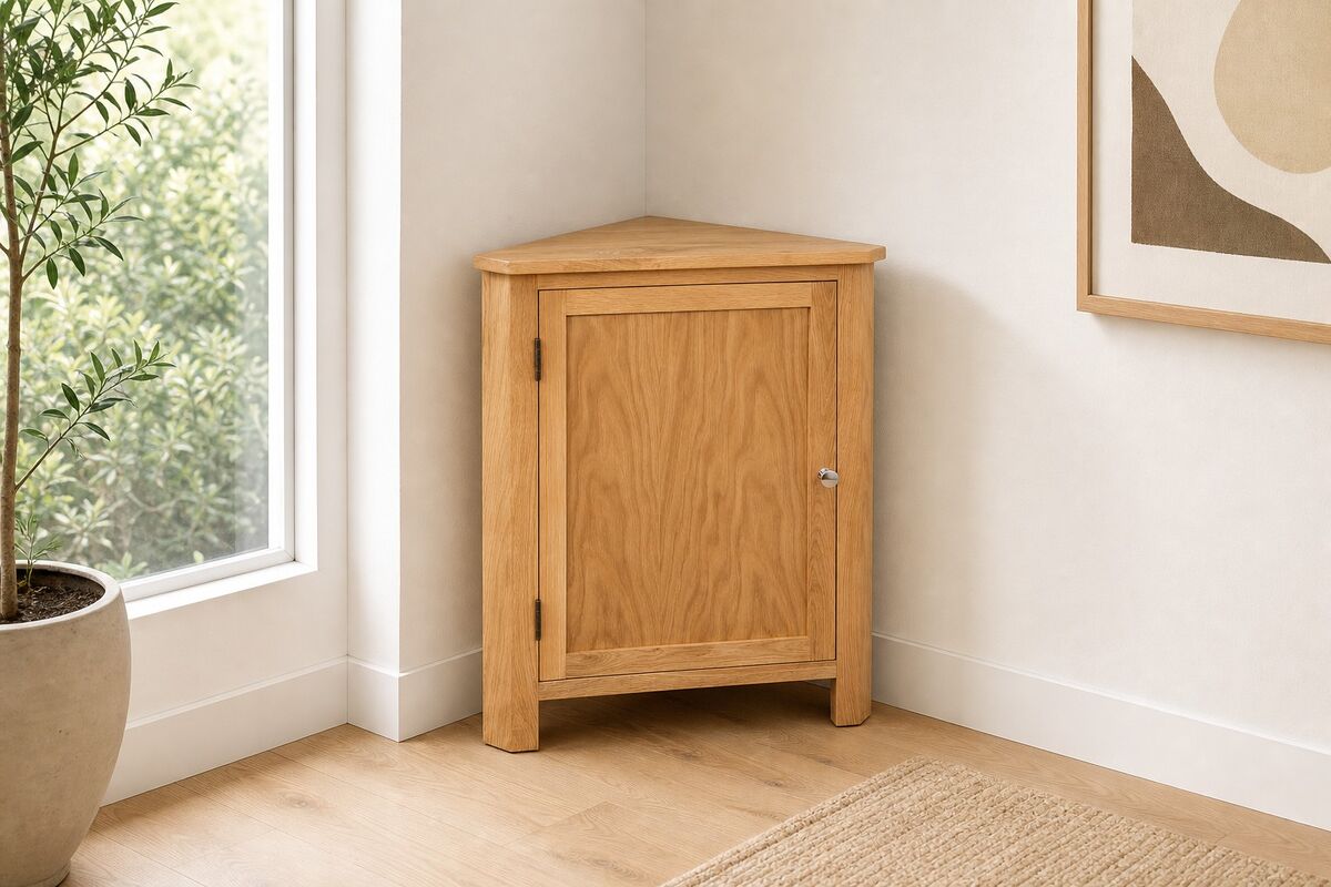 "Carmel" Solid Oak Wood Corner Cabinet 59x36x80 cm