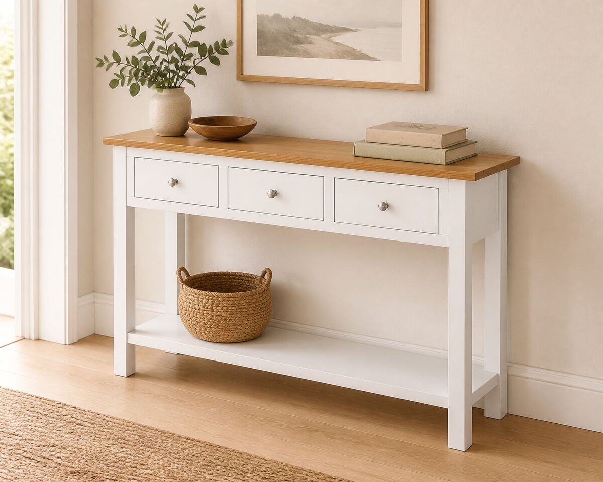 "Ridgehaven" Solid Oak Wood Console Table 118x35x77 cm