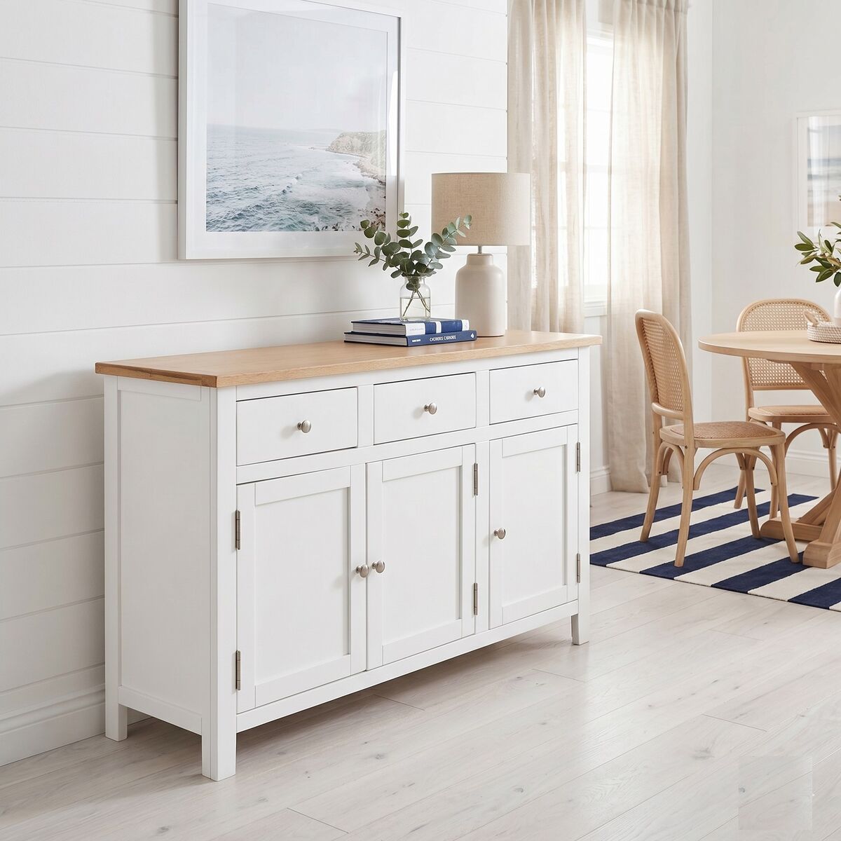 "Woodlands" Solid Oak Wood Sideboard 110x33.5x70 cm