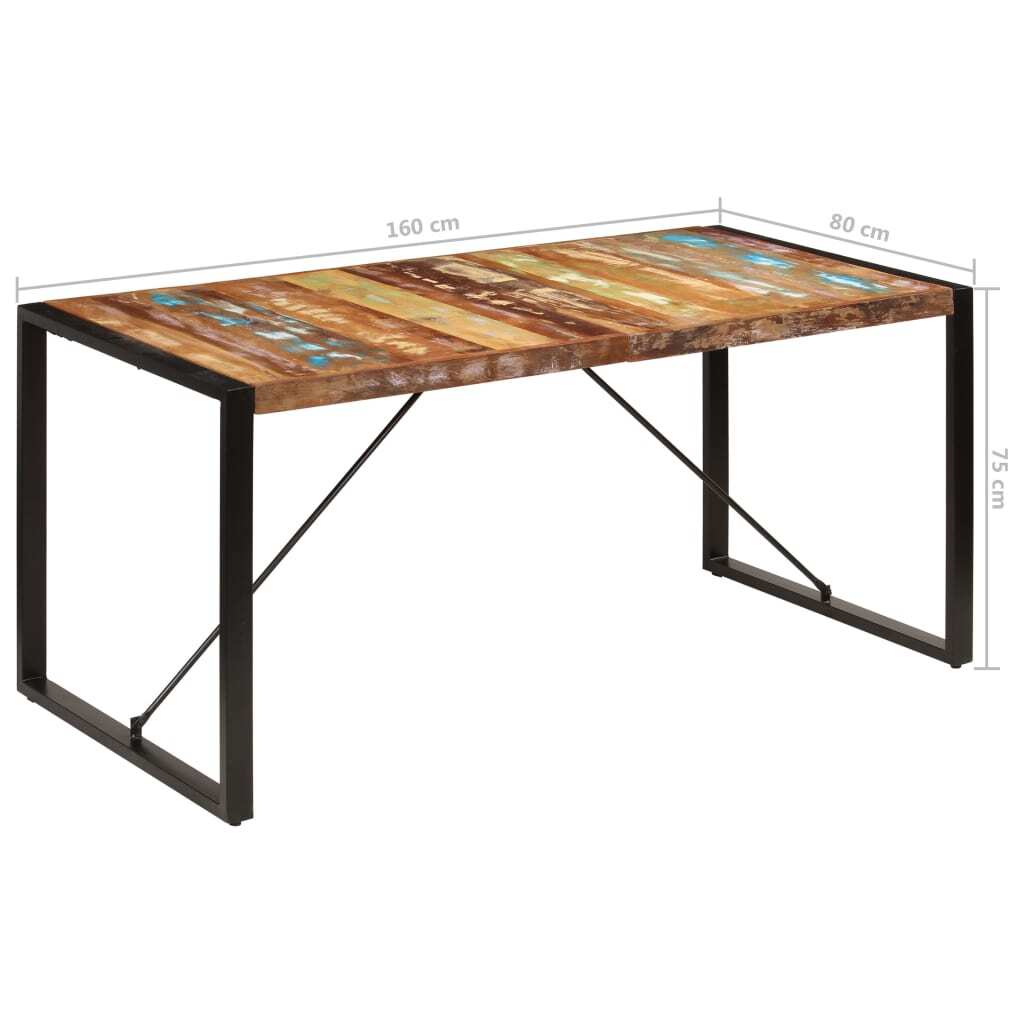 "Delgaun" Dining Table 160x80x75 cm Solid Reclaimed Wood