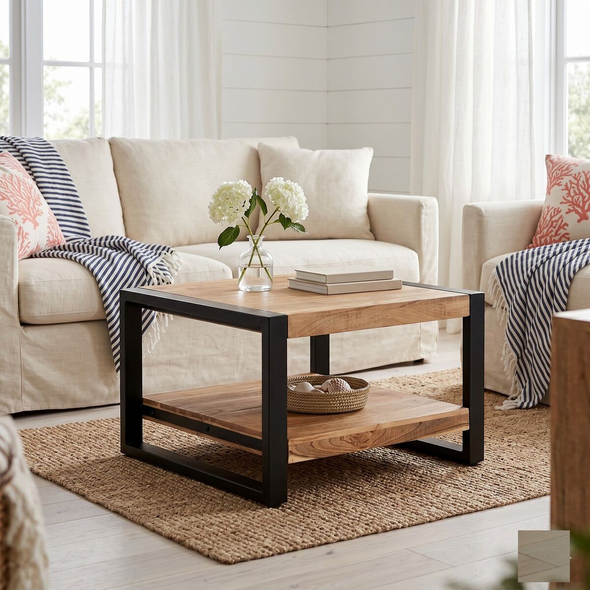 "Doreen" Coffee Table 60x60x40 cm Solid Acacia Wood