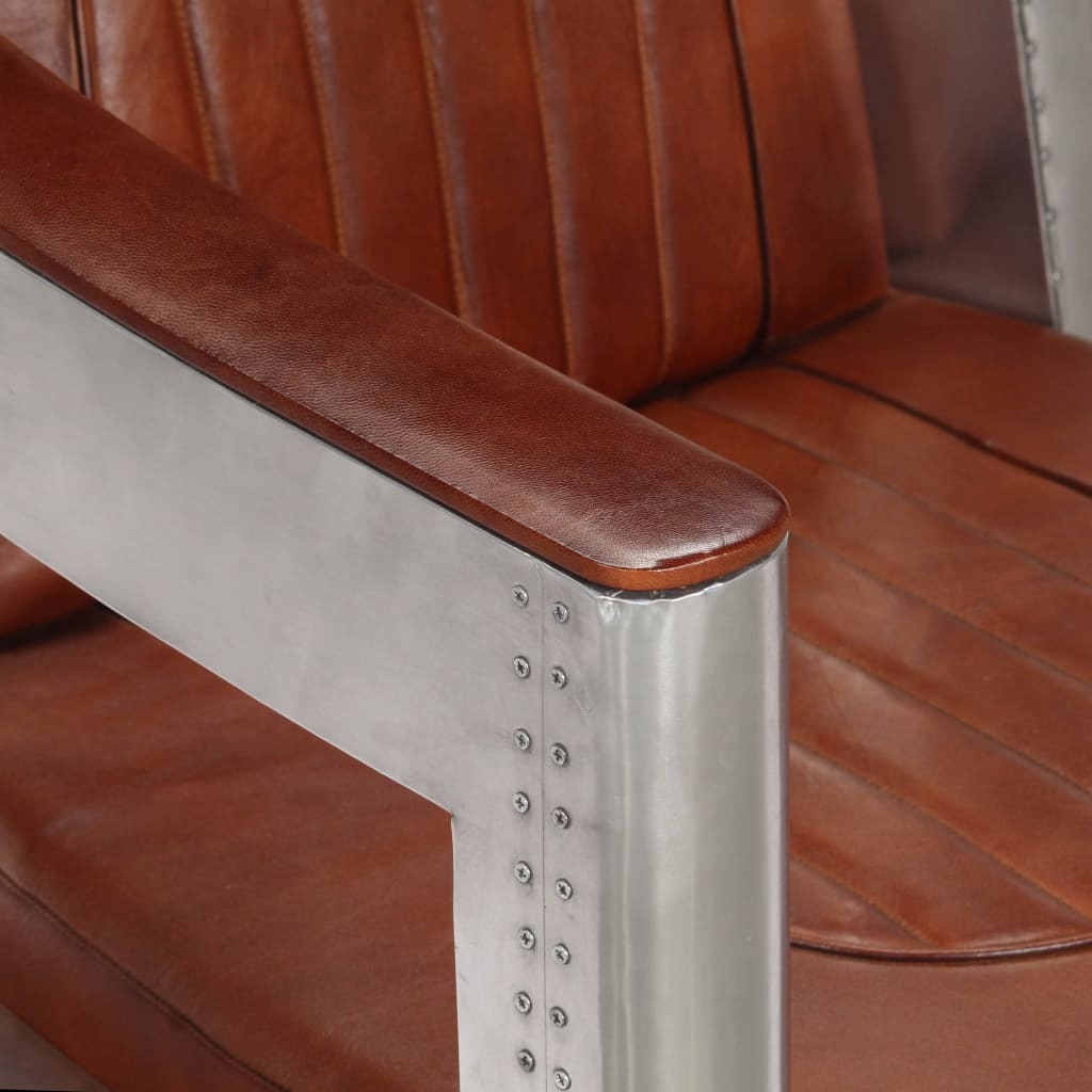 "Rembrandt" Aviator Armchair Brown Real Leather
