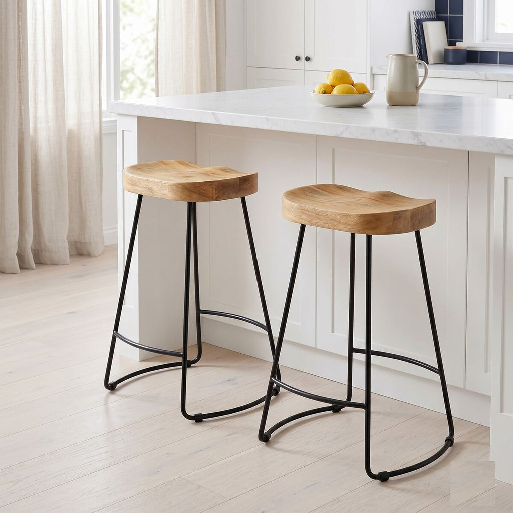 "Edgewater" 62cm Tall Gavin Bar Stools 2 pcs Solid Mango Wood