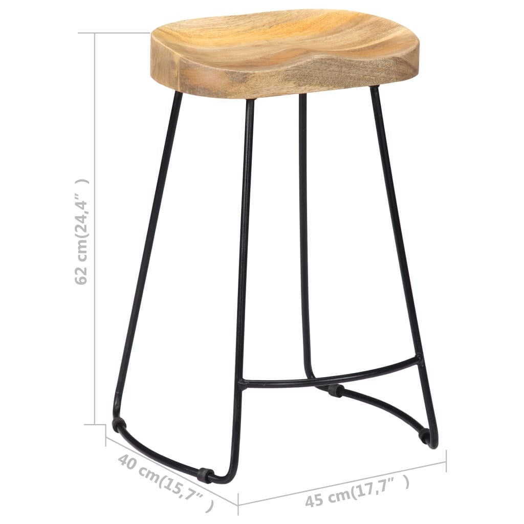 "Edgewater" 62cm Tall Gavin Bar Stools 2 pcs Solid Mango Wood