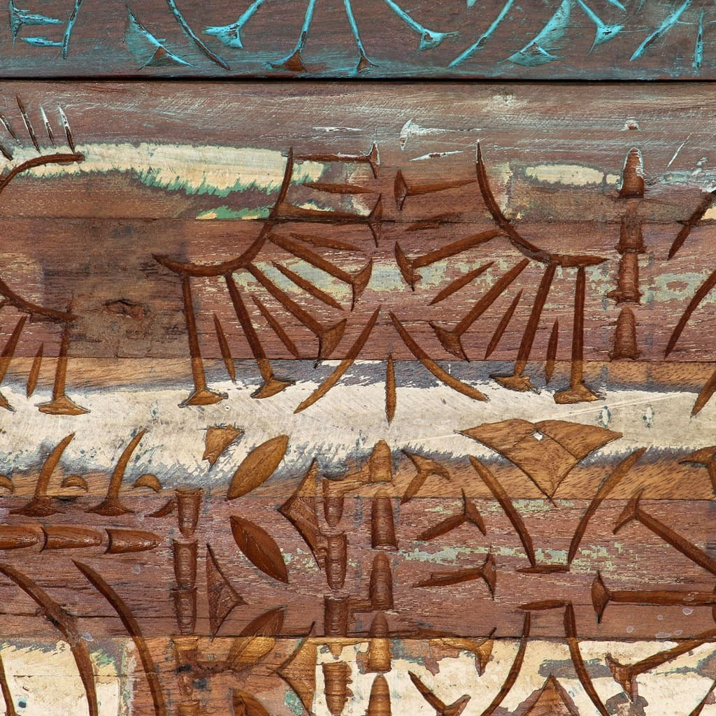 "Renown" Hand Carved Bedside Cabinet 40x30x50 cm Solid Reclaimed Wood