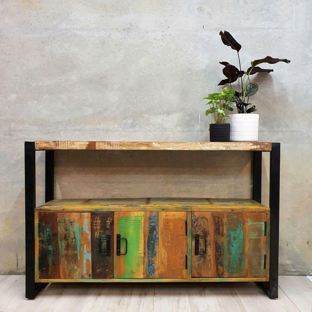 "Bogan" Buffet Table in Reclaimed Wood 120cm Length