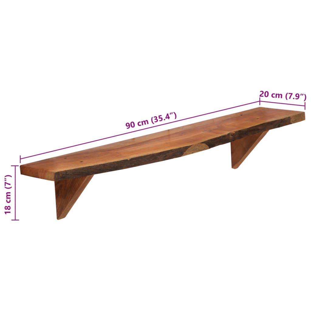 "Baker" Wall Shelves 2 pcs 90x20x18 cm Solid Acacia Wood