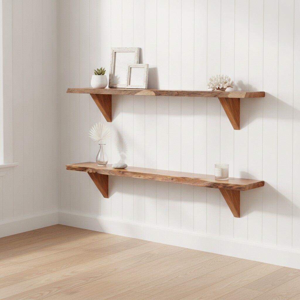 "Baker" Wall Shelves 2 pcs 90x20x18 cm Solid Acacia Wood