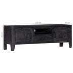 "Flora" TV Cabinet Black 118x30x40 cm Solid Mango Wood