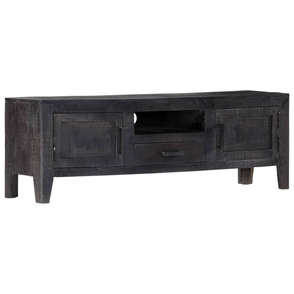 "Flora" TV Cabinet Black 118x30x40 cm Solid Mango Wood